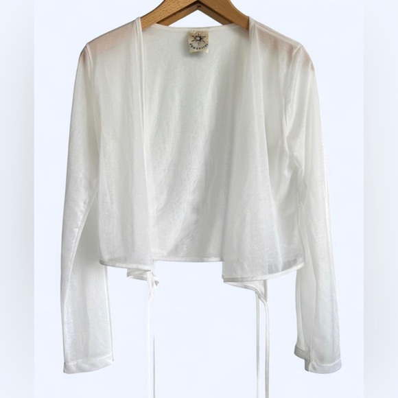 Powerline Womens White Ballerina Balletcore Wrap Long Sleeve Sheer Top Medium - Picture 1 of 8